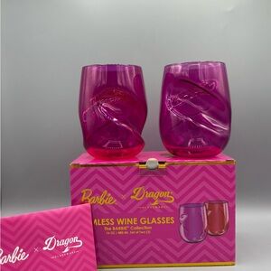 Barbie Dragon Pink Stemless Wine Glasses